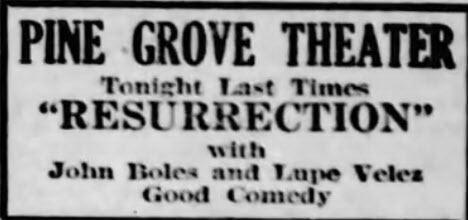 Pine Grove Theatre - Old Ad From Bob Davis Collection (newer photo)